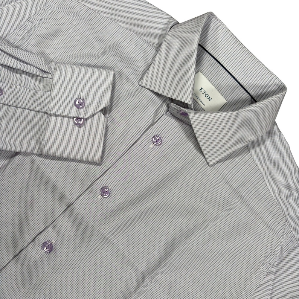 ETON Contemporary Fit Dress Shirt Mens 16 41 Lavender Purple Micro Dobby NEW